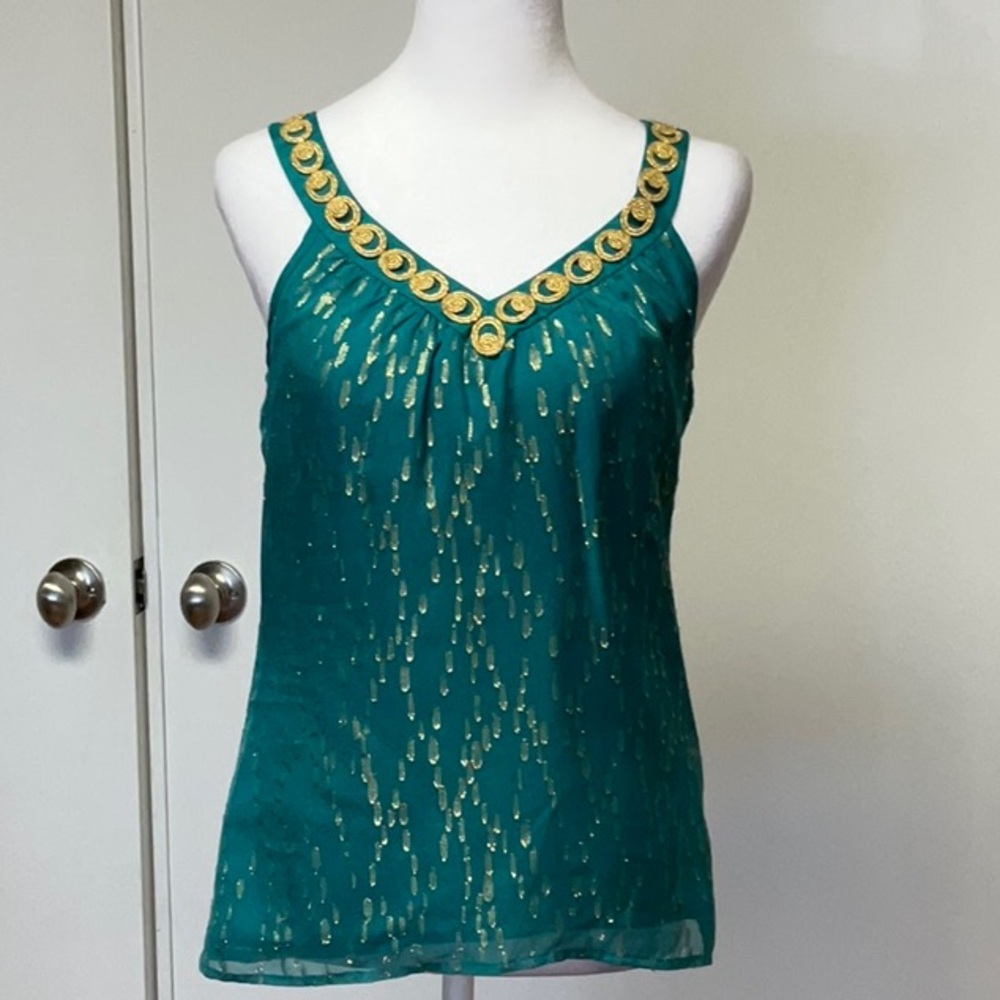 Trina Turk Blue and Gold Tank Top